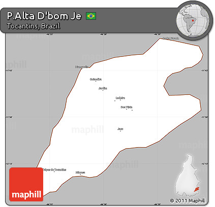 Gray Simple Map of P.Alta D'bom Je, cropped outside