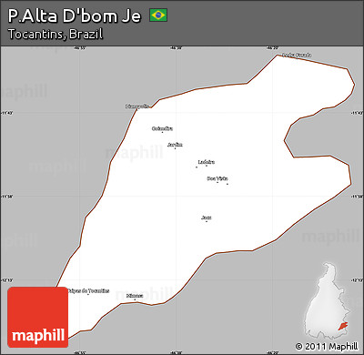 Gray Simple Map of P.Alta D'bom Je, cropped outside