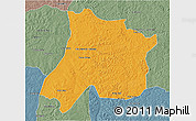 Political 3D Map of Pedro Afonso, semi-desaturated