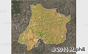 Satellite 3D Map of Pedro Afonso, darken, semi-desaturated