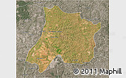 Satellite 3D Map of Pedro Afonso, semi-desaturated