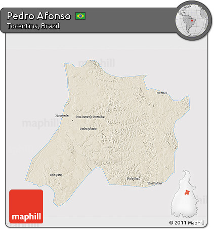 Shaded Relief 3D Map of Pedro Afonso, single color outside