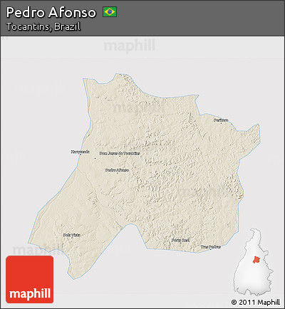Shaded Relief 3D Map of Pedro Afonso, single color outside