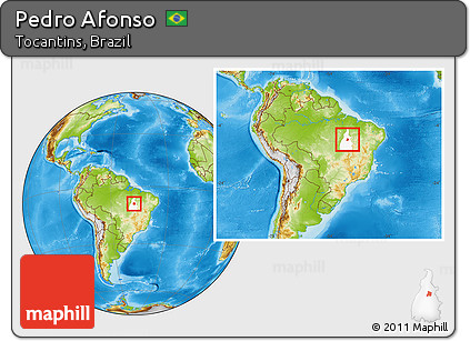 Physical Location Map of Pedro Afonso, highlighted parent region, within the entire country