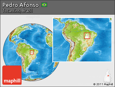 Physical Location Map of Pedro Afonso, highlighted parent region, within the entire country
