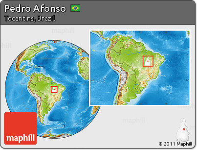 Physical Location Map of Pedro Afonso, highlighted parent region, within the entire country