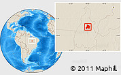 Shaded Relief Location Map of Pedro Afonso