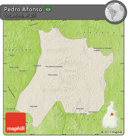 Shaded Relief Map of Pedro Afonso, physical outside