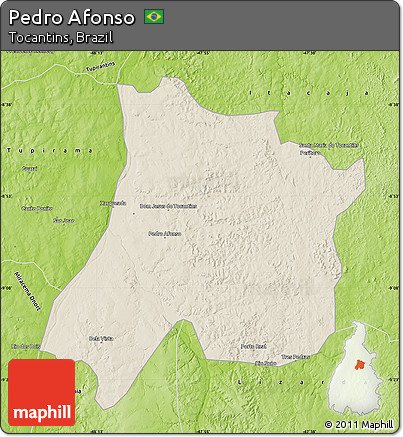 Shaded Relief Map of Pedro Afonso, physical outside