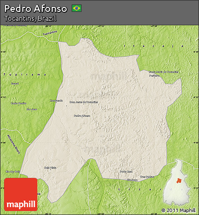 Shaded Relief Map of Pedro Afonso, physical outside