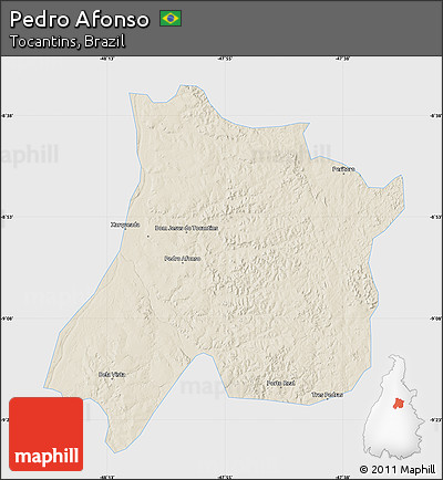 Shaded Relief Map of Pedro Afonso, single color outside