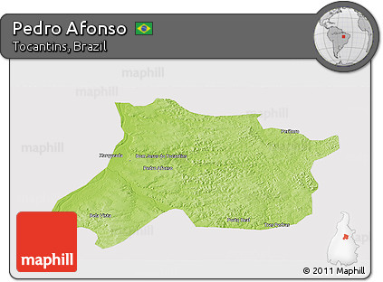 Physical Panoramic Map of Pedro Afonso, cropped outside