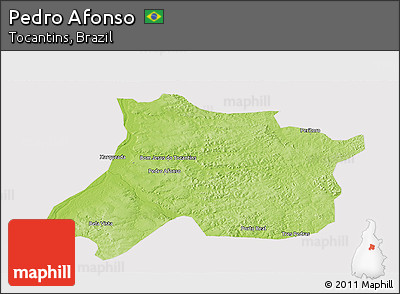 Physical Panoramic Map of Pedro Afonso, cropped outside