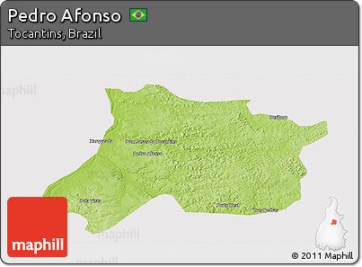 Physical Panoramic Map of Pedro Afonso, cropped outside