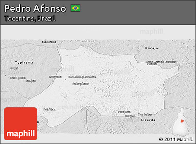 Silver Style Panoramic Map of Pedro Afonso