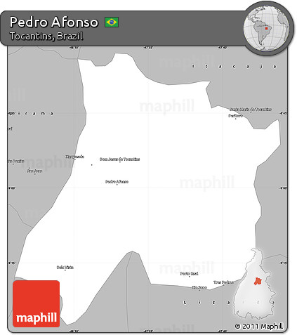Gray Simple Map of Pedro Afonso
