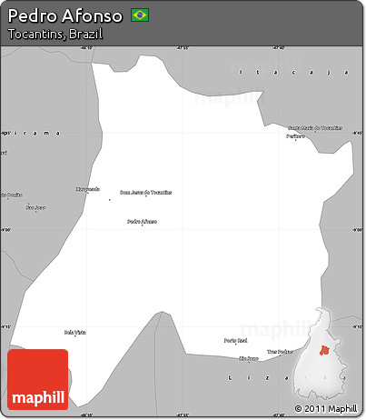 Gray Simple Map of Pedro Afonso