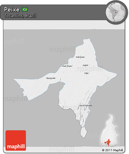 Gray 3D Map of Peixe, single color outside