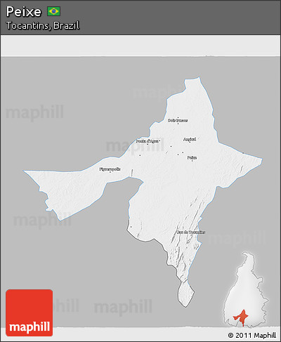 Gray 3D Map of Peixe, single color outside