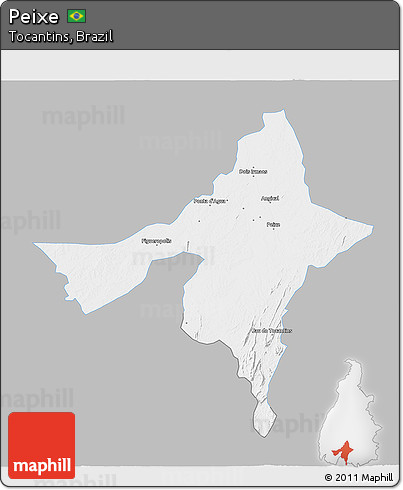 Gray 3D Map of Peixe, single color outside
