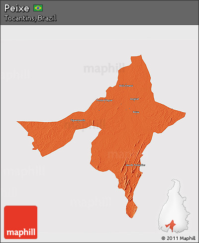 Political 3D Map of Peixe, cropped outside