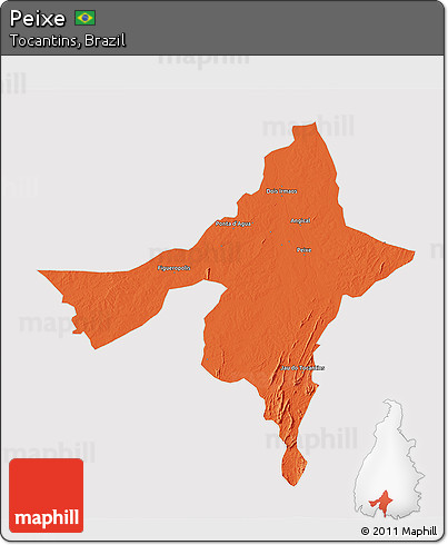 Political 3D Map of Peixe, cropped outside