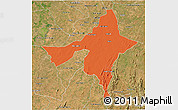 Political 3D Map of Peixe, satellite outside