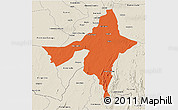 Political 3D Map of Peixe, shaded relief outside