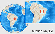 Shaded Relief Location Map of Peixe, within the entire country