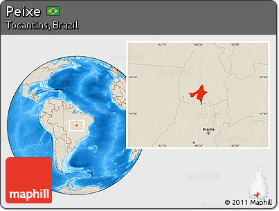 Shaded Relief Location Map of Peixe