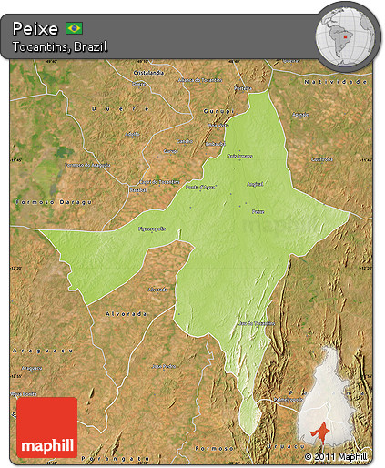 Physical Map of Peixe, satellite outside