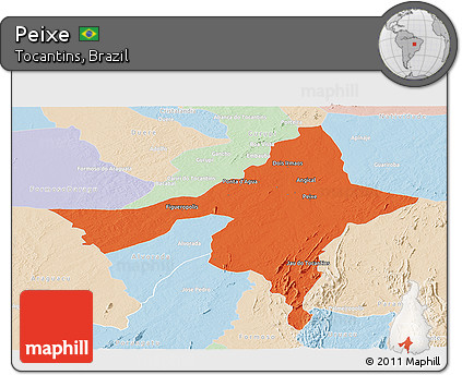 Political Panoramic Map of Peixe, lighten