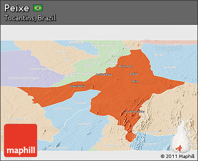 Political Panoramic Map of Peixe, lighten