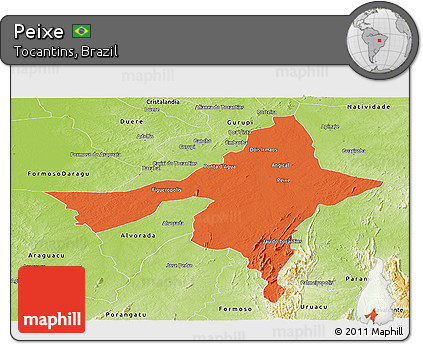Political Panoramic Map of Peixe, physical outside