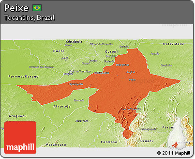 Political Panoramic Map of Peixe, physical outside