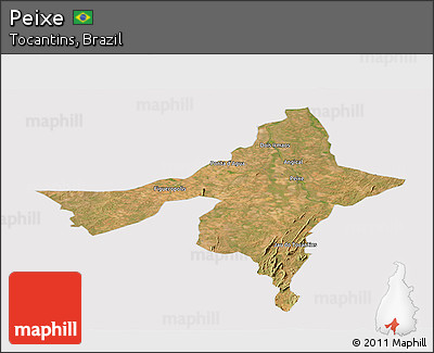 Satellite Panoramic Map of Peixe, cropped outside