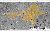 Satellite Panoramic Map of Peixe, desaturated