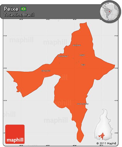 Political Simple Map of Peixe, single color outside