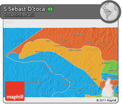Political 3D Map of S.Sebast.D'toca