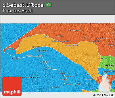 Political 3D Map of S.Sebast.D'toca