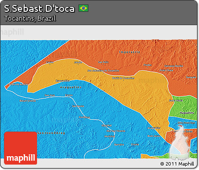 Political 3D Map of S.Sebast.D'toca
