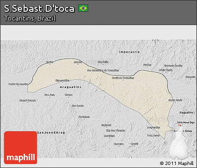 Shaded Relief 3D Map of S.Sebast.D'toca, desaturated