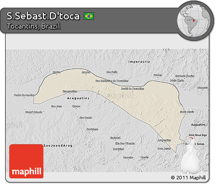Shaded Relief 3D Map of S.Sebast.D'toca, desaturated