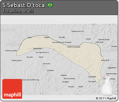 Shaded Relief 3D Map of S.Sebast.D'toca, desaturated