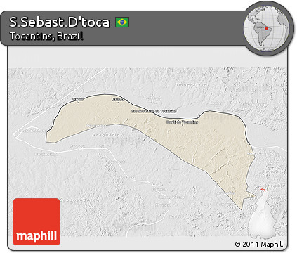 Shaded Relief 3D Map of S.Sebast.D'toca, lighten, desaturated