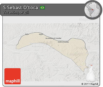 Shaded Relief 3D Map of S.Sebast.D'toca, lighten, semi-desaturated