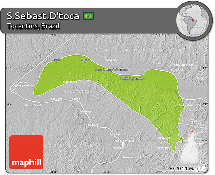 Physical Map of S.Sebast.D'toca, lighten, desaturated