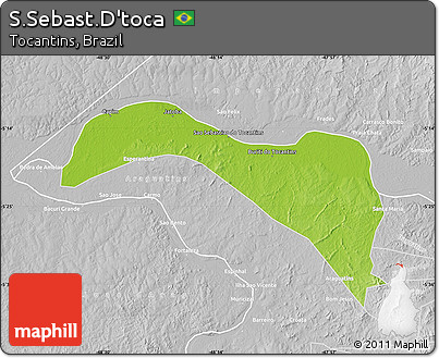 Physical Map of S.Sebast.D'toca, lighten, desaturated