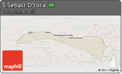 Shaded Relief Panoramic Map of S.Sebast.D'toca, lighten