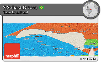 Shaded Relief Panoramic Map of S.Sebast.D'toca, political outside